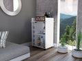 White Bar Cart Two Shelves Wine Rack Four Casters