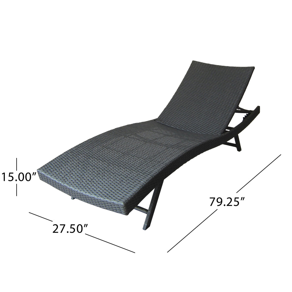 Set of 2 Grey Wicker Chaise Lounge Reclining Seats