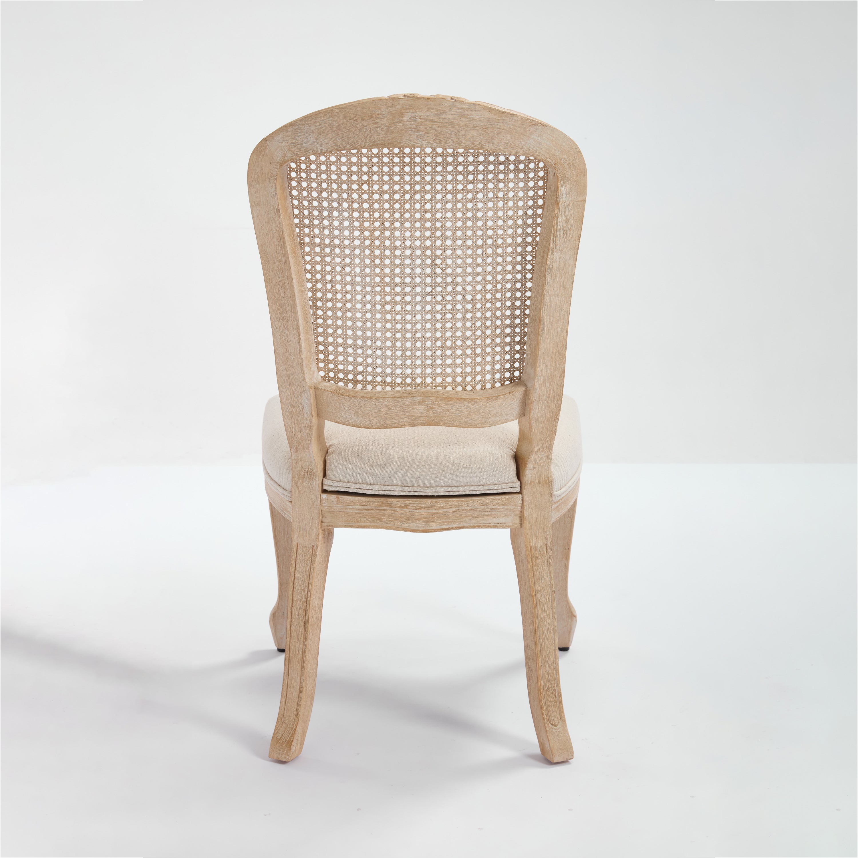 French Country Upholstered Dining Chairs Set of 2, Beige