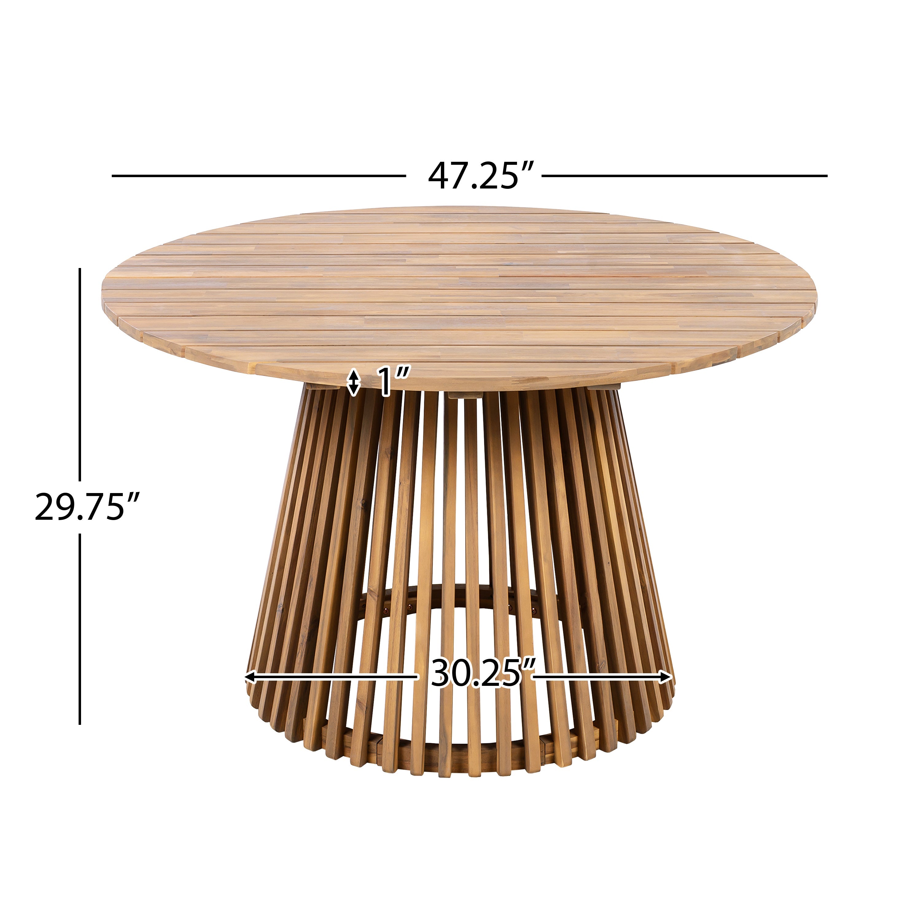 47.25" Round Acacia Wood Patio Dining Table Light Teak