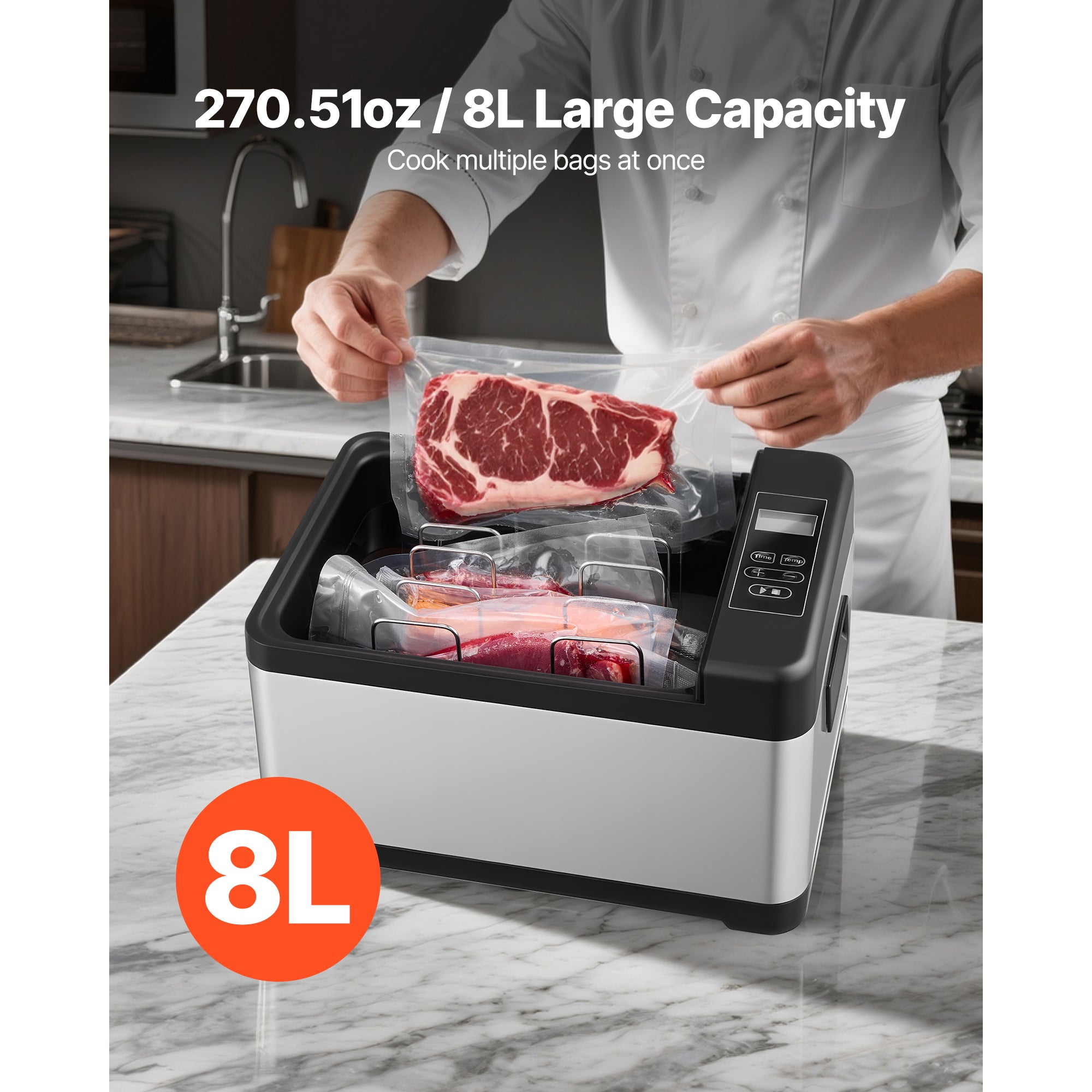 800W Sous Vide Cooker with Digital Display and Timer