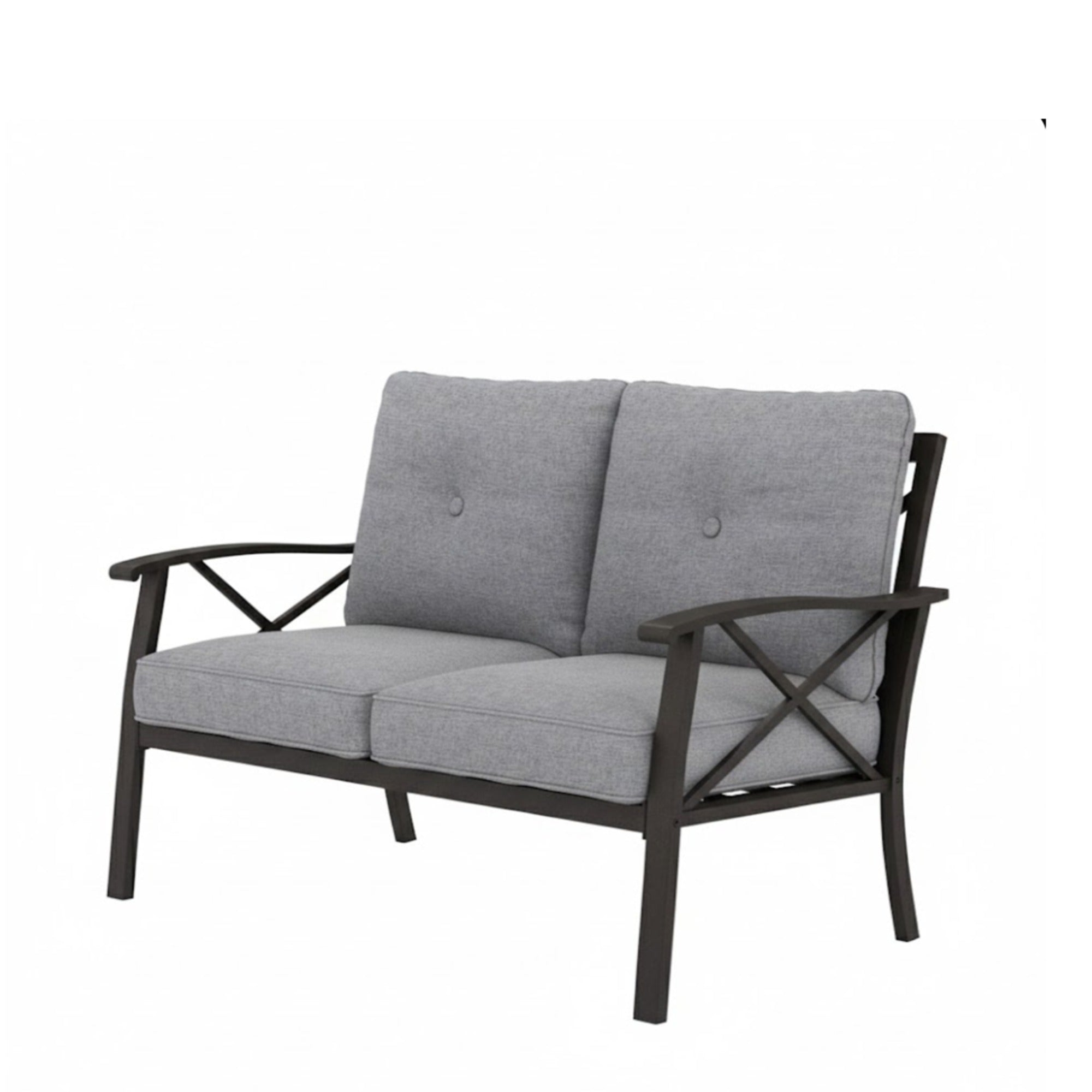 Outdoor Patio Set Steel 7 Piece Seats 9 Khaki Gray