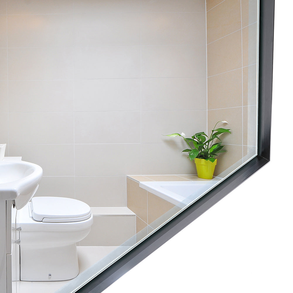 40x30" Glossy Black Bathroom Vanity Mirror Rectangle Wall Mount