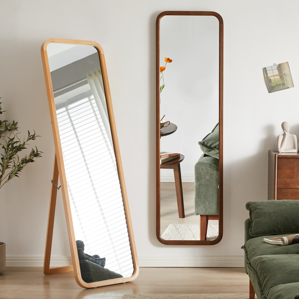 Beech Wood Full Length Floor Mirror with Stand