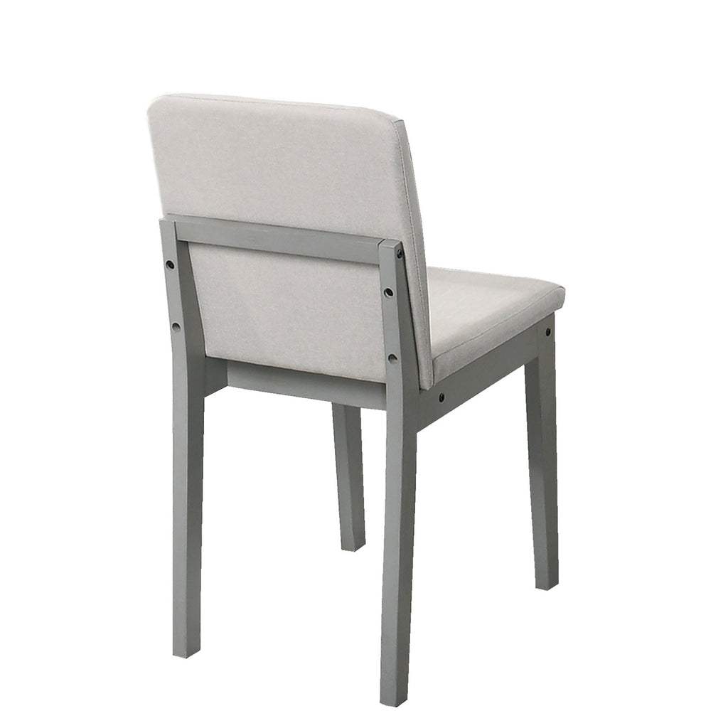 Grey 5-Piece Dining Set with Table and Beige Fabric Chairs