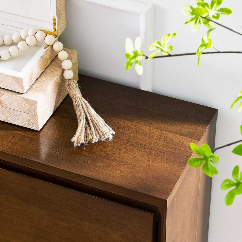 Walnut Sideboard Buffet Cabinet with Outlet Holes Storage