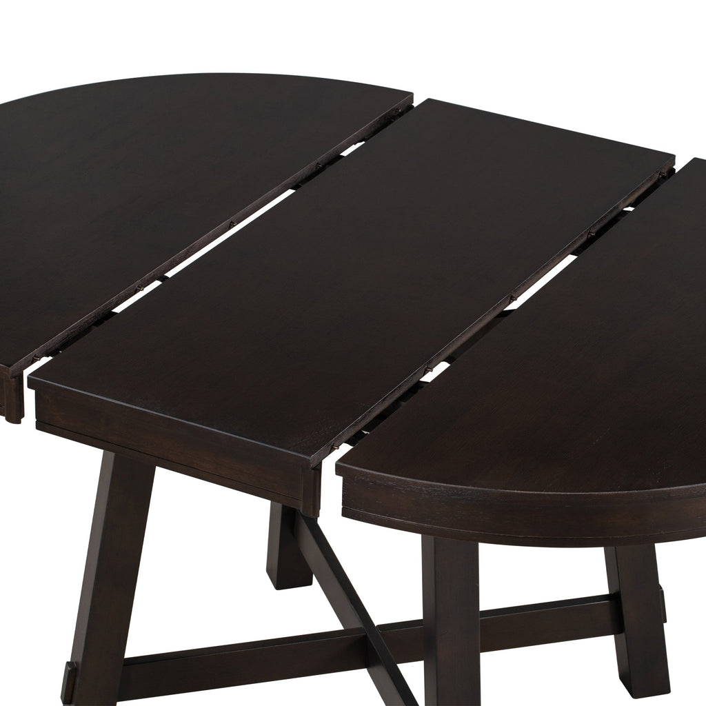 Gia Round Extendable Dining Table with 16' Leaf, Espresso Wood