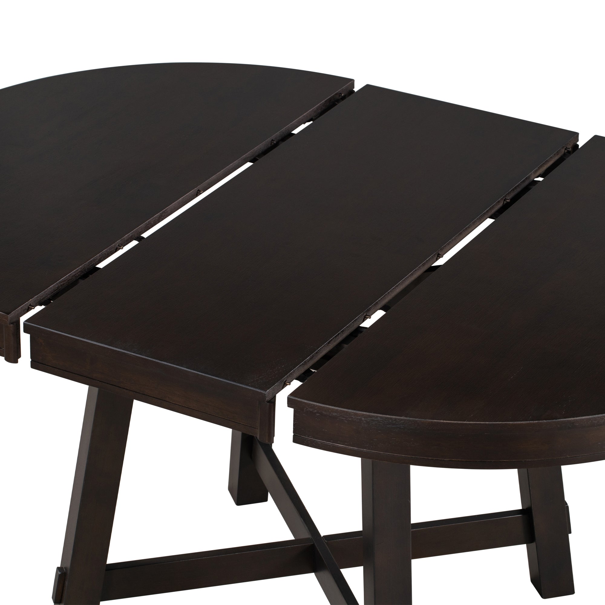 Gia Round Extendable Dining Table with 16' Leaf, Espresso Wood