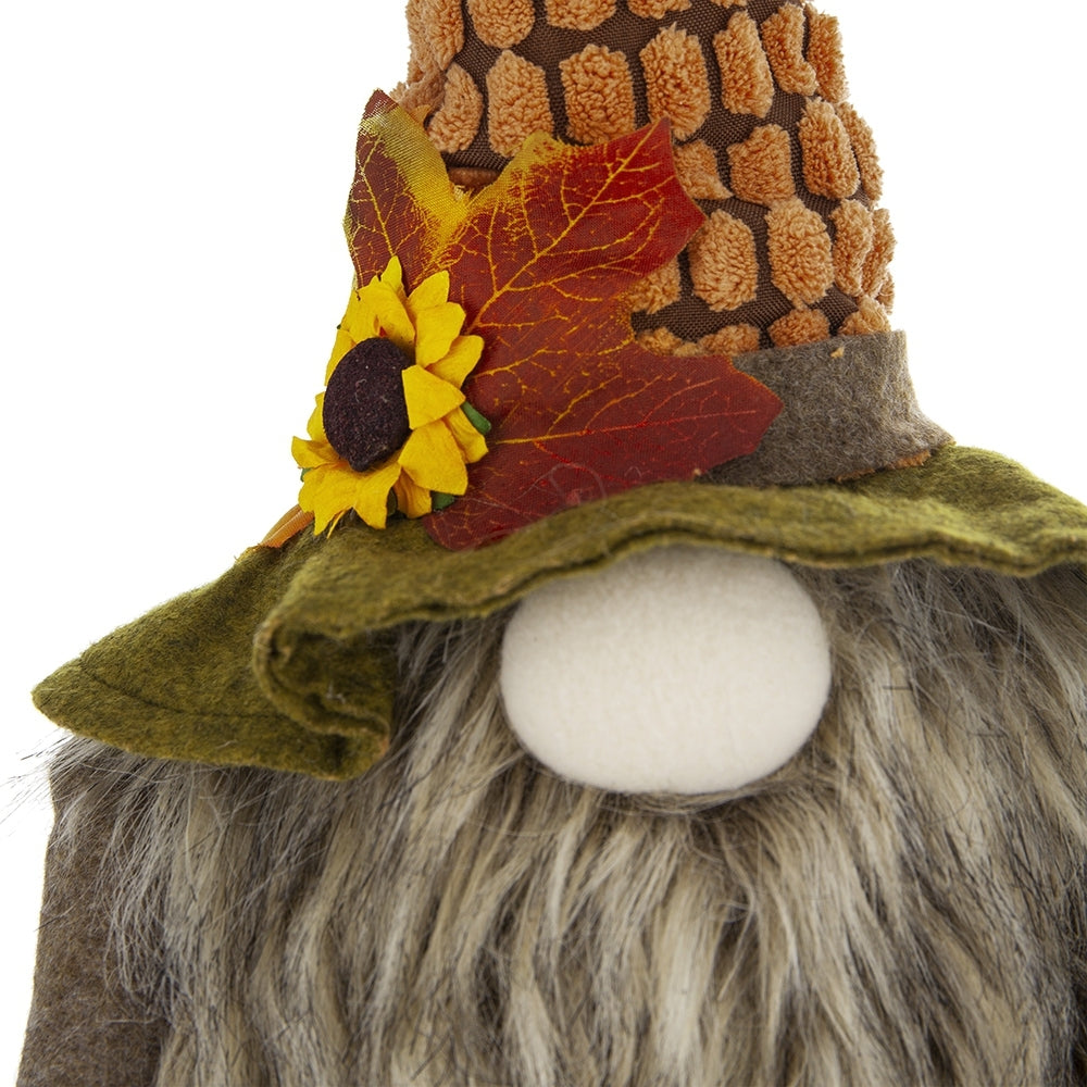 Brown Fabric Gnome With Maple Leaf Fall Harvest Decoration