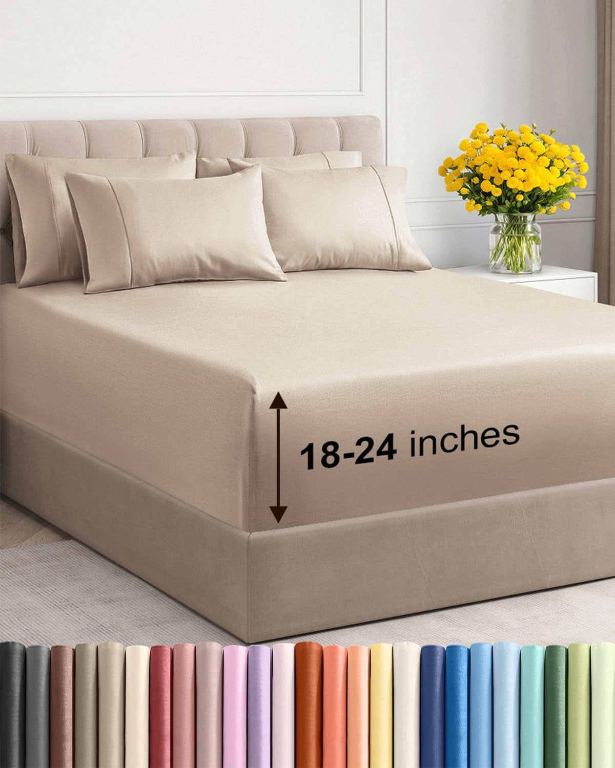 Extra Deep Pocket Sheet Set 4 Piece Breathable Soft Cooling Bedding Wrinkle Free