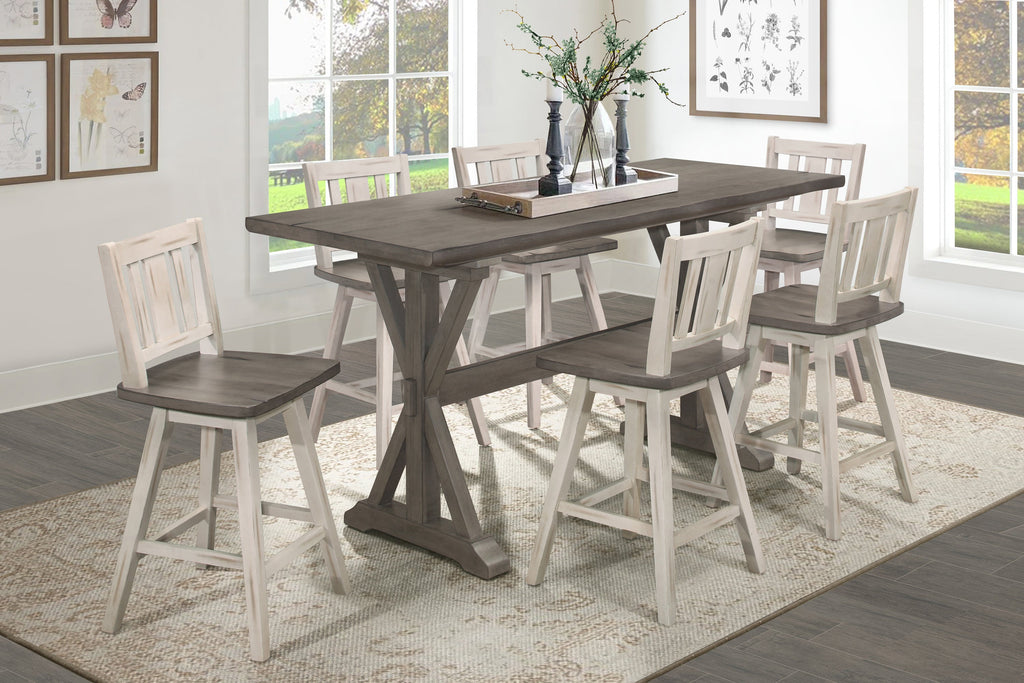 Distressed Gray Counter Height Dining Table Rubberwood