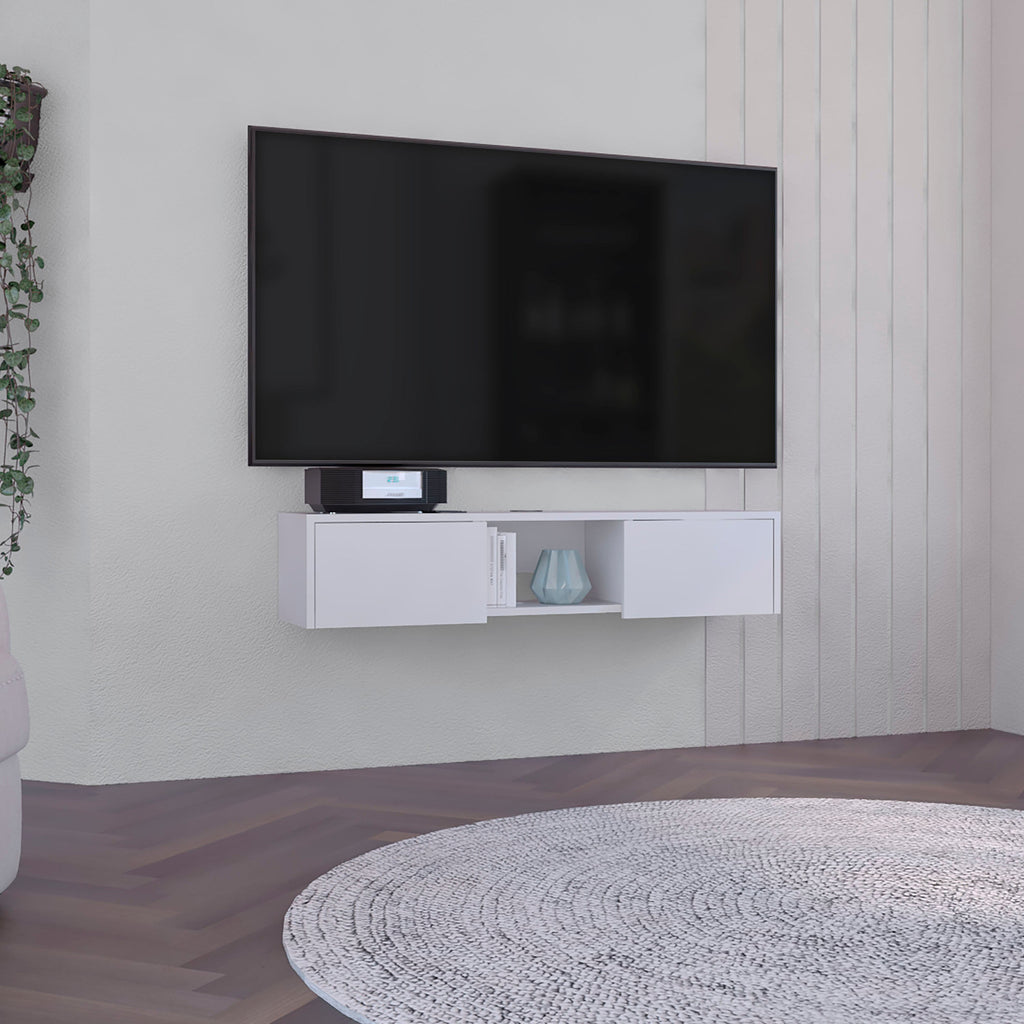 Glen Floating TV Stand with Side Doors and Media Shelf