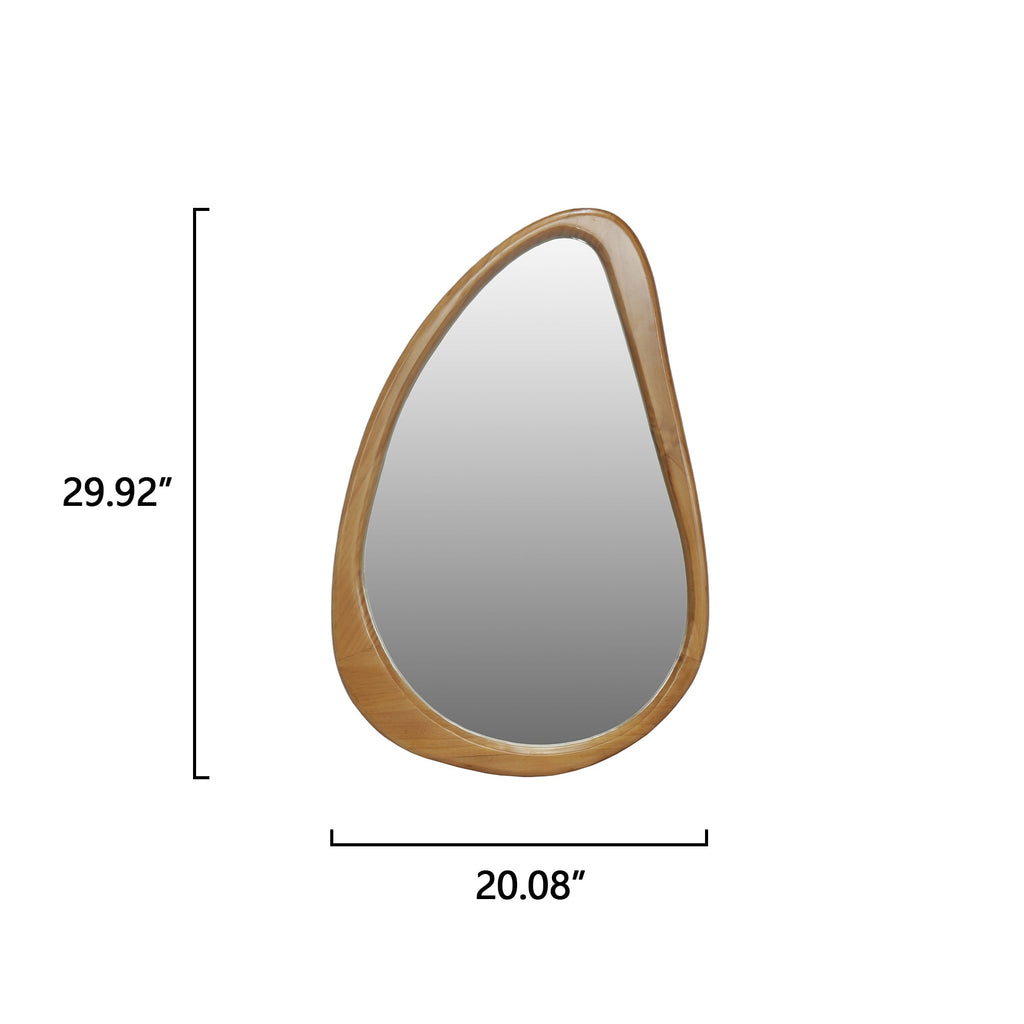 Modern Teardrop Wooden Wall Mirror 29.92" x 20.08