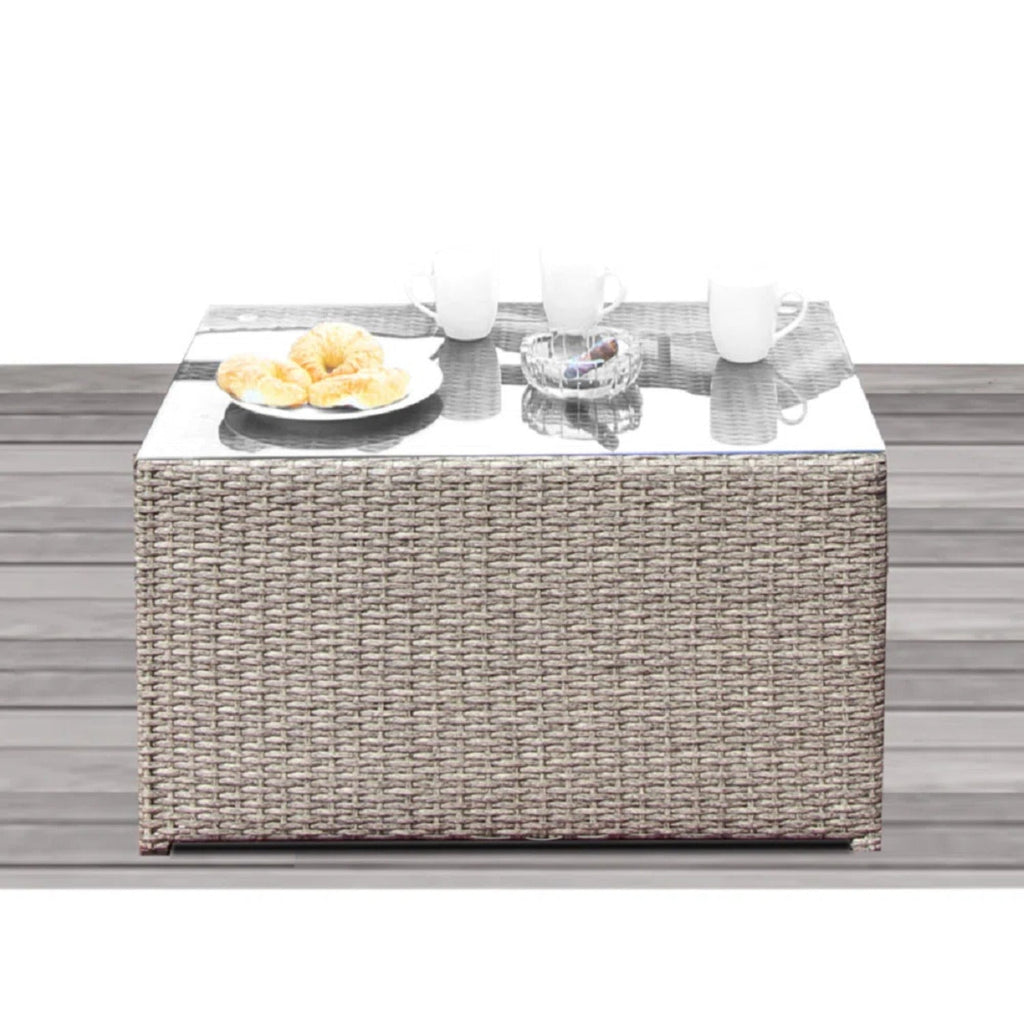 Outdoor Sectional Set HDPE Wicker Aluminum Gray 10 Piece Seats 6