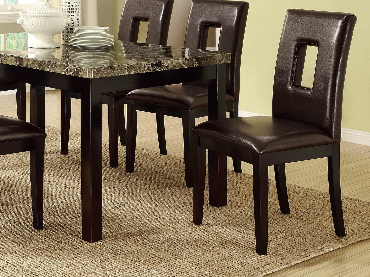 Faux Marble Top Dining Table Birch Veneer