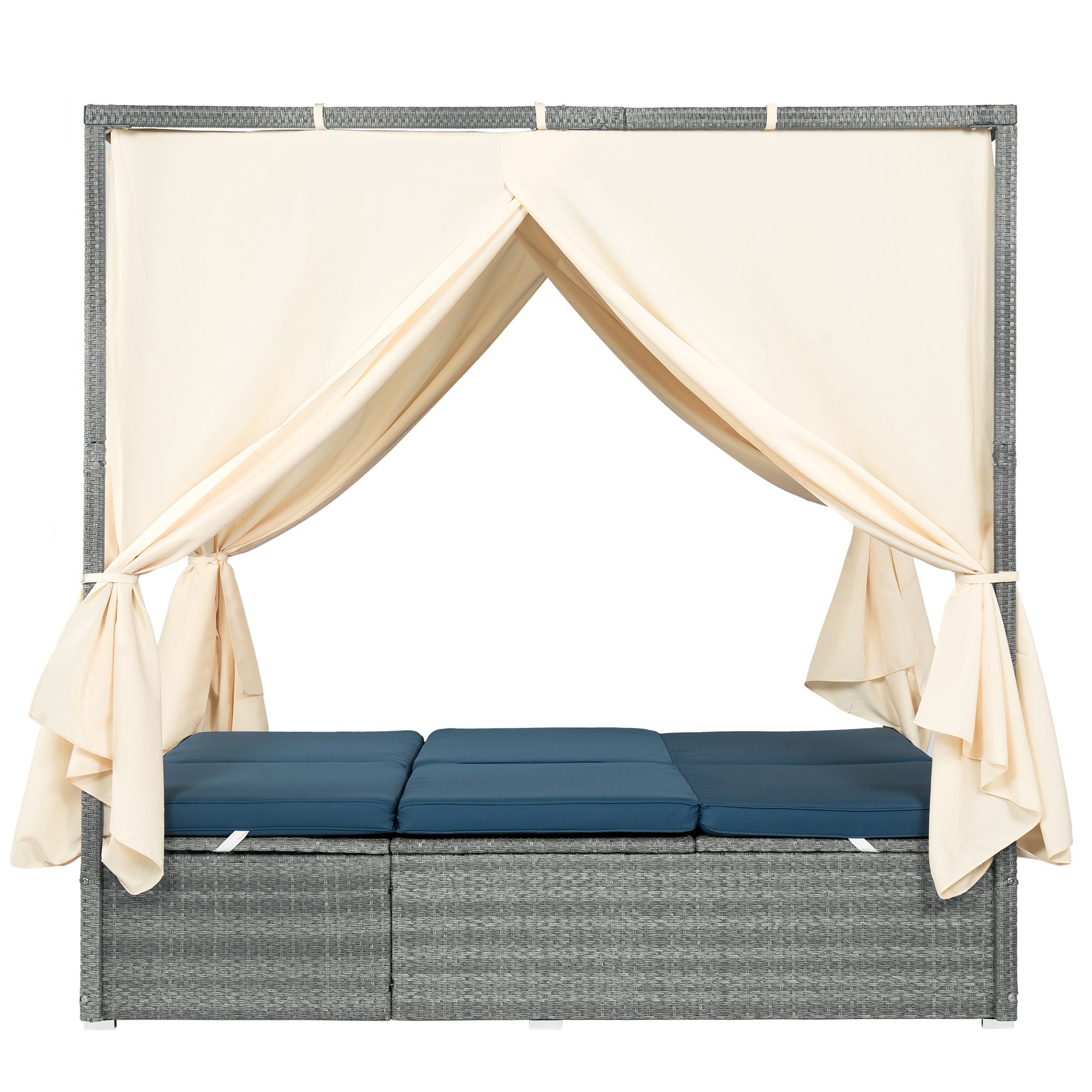 Adjustable Outdoor Sun Lounger with Canopy & Removable Cushion