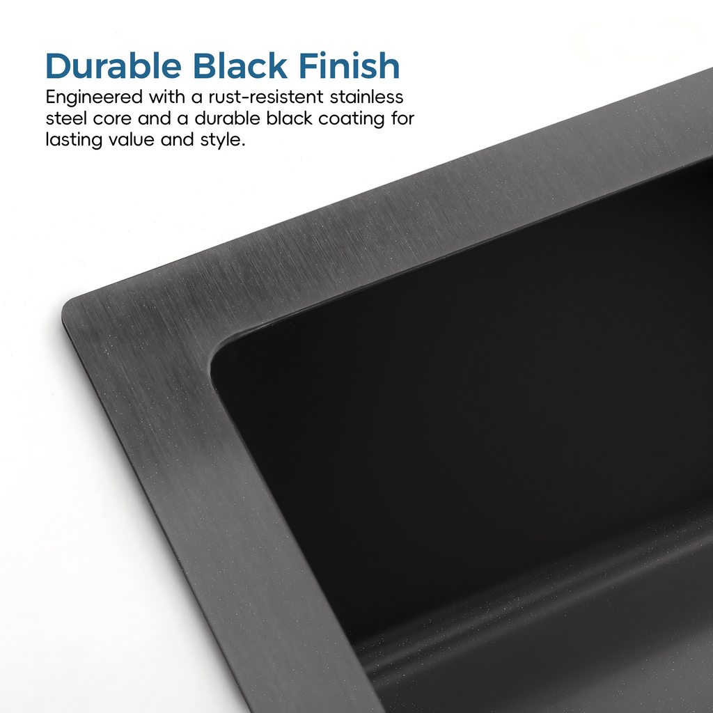 Stainless Steel Undermount Kitchen Sink 23"x19" Single Bowl Black