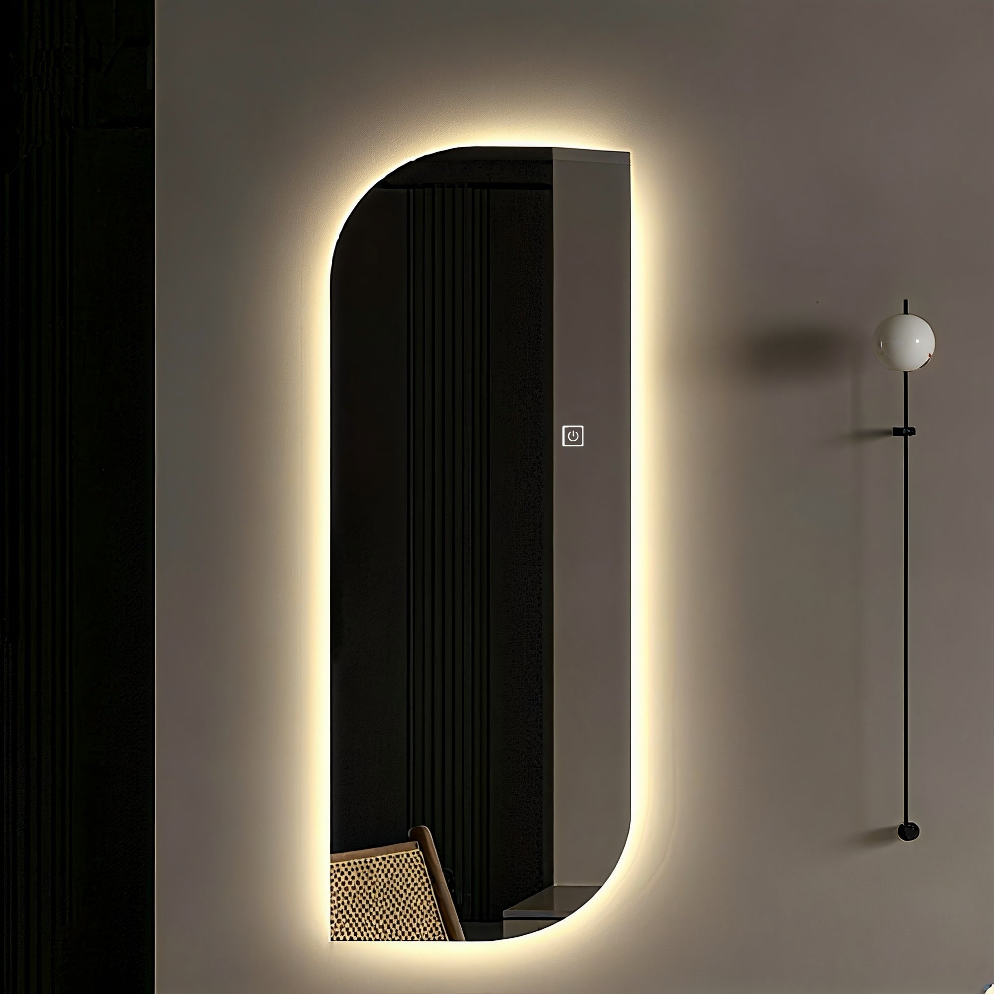 LED Full Length Wall Mirror 65" x 21" Dimmable Silver