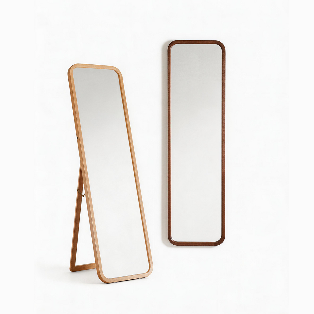 Beech Wood Full Length Floor Mirror with Stand
