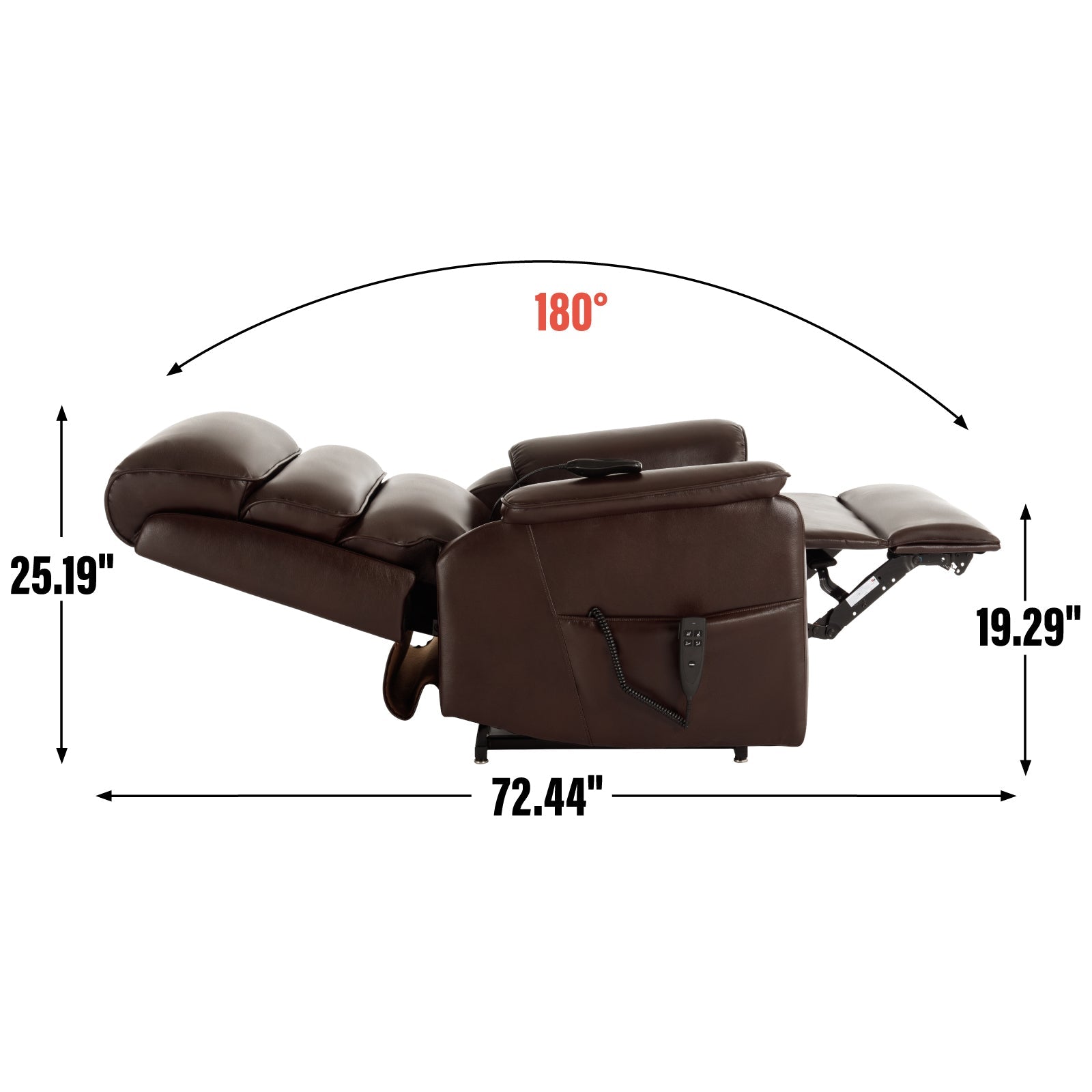 Brown Leather Power Lift Recliner Chair 350 LBS Heat Massage