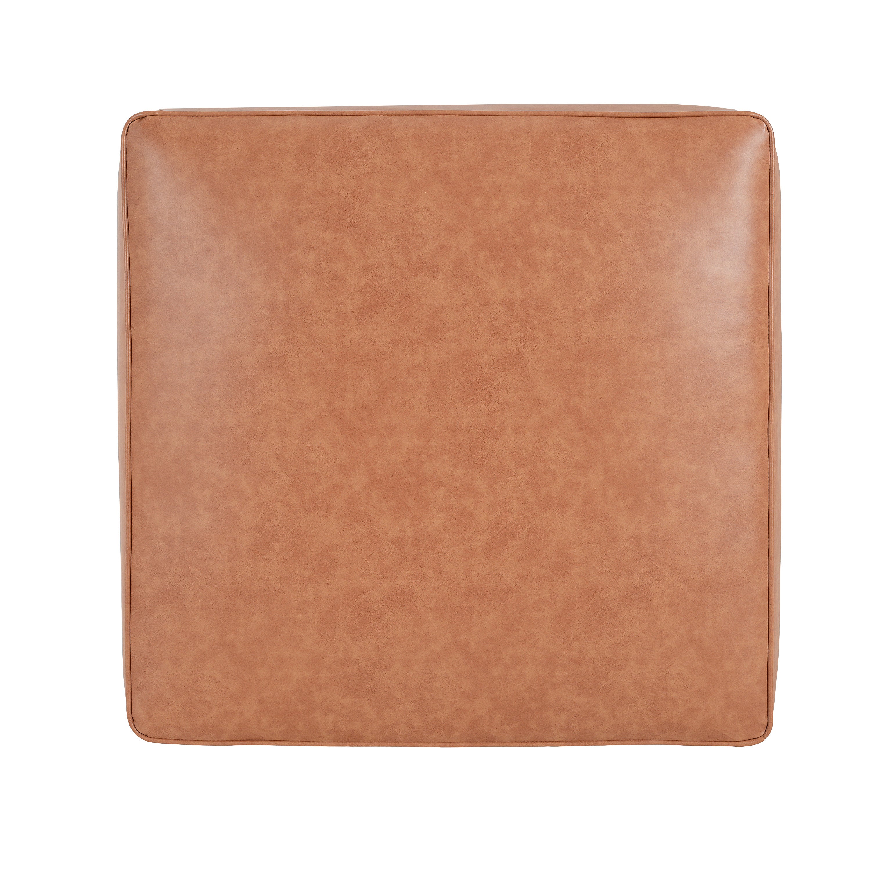 Upholstered Square PU Leather Ottoman Tan Brown 26.6x29.6x15.2