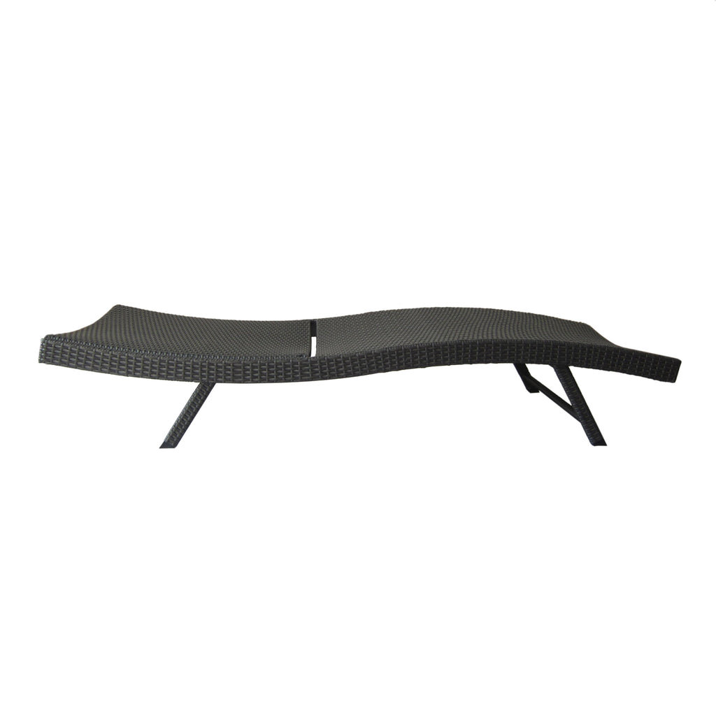 Set of 2 Grey Wicker Chaise Lounge Reclining Seats