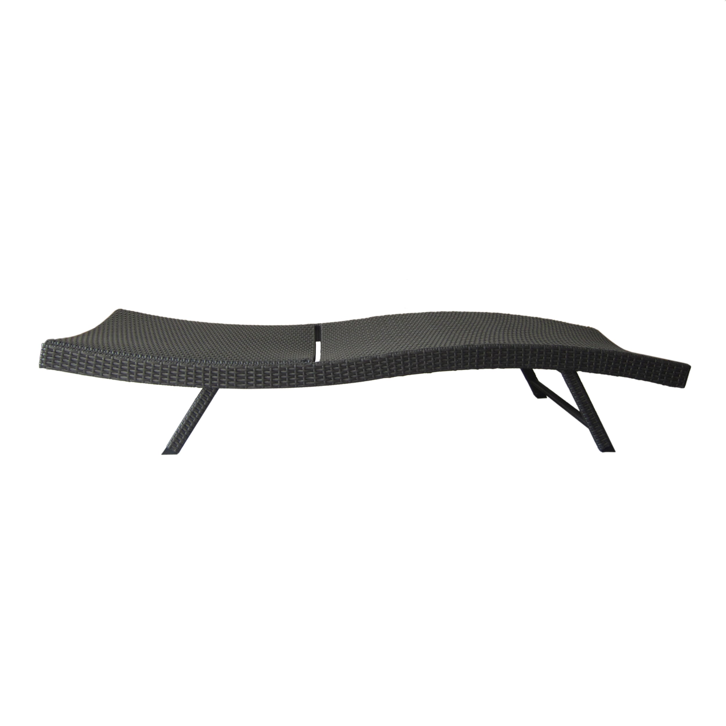 Set of 2 Grey Wicker Chaise Lounge Reclining Seats