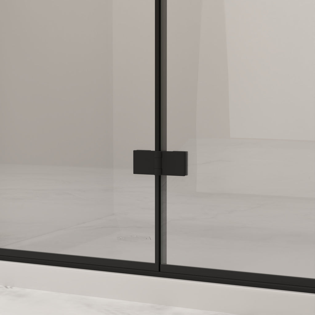 Bifold Shower Door 29-28" x 72" 6mm Tempered Glass Matte Black
