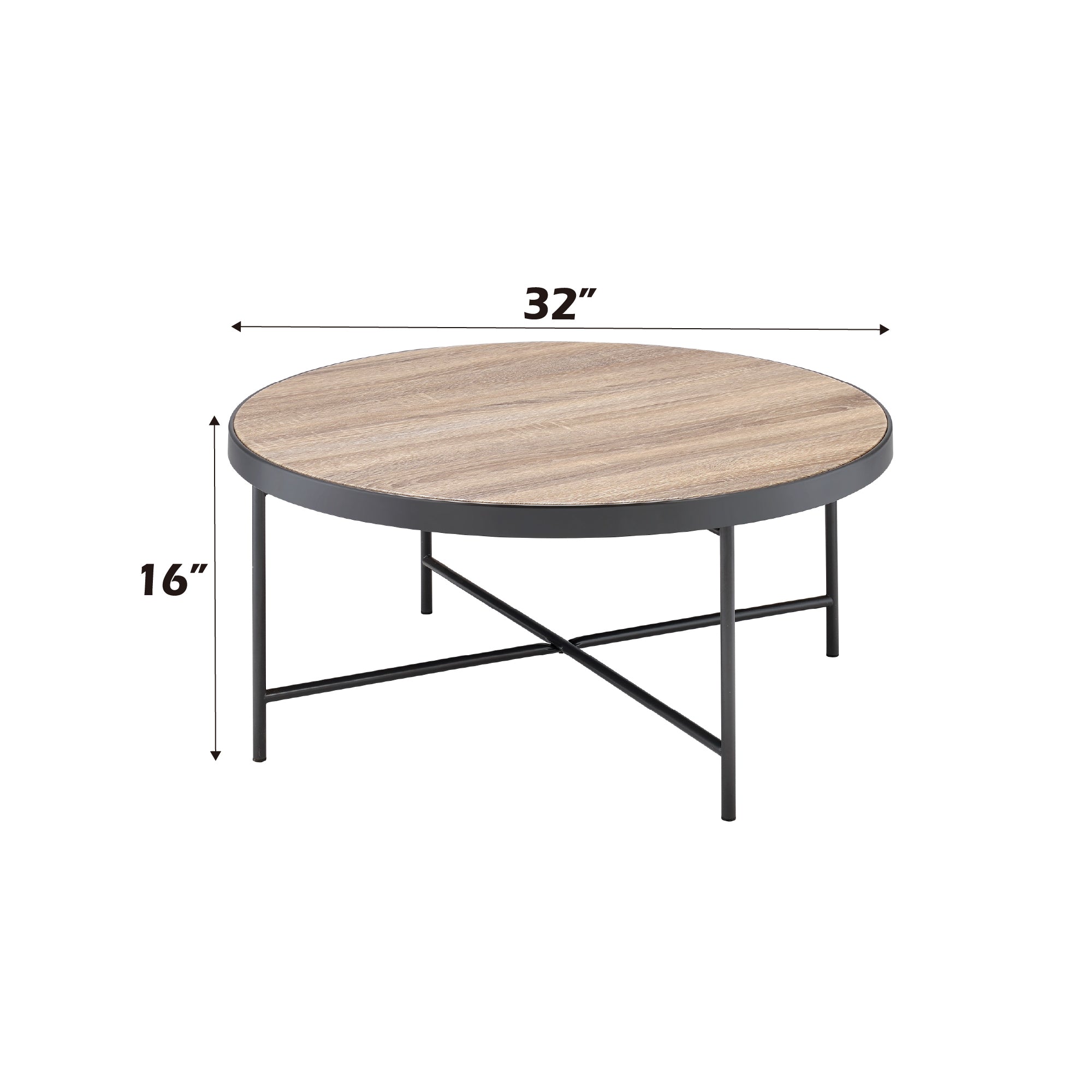 Weathered Gray Oak and Metal Coffee Table