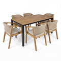 7-Piece Outdoor Dining Set Acacia Wood Table Rope Chairs