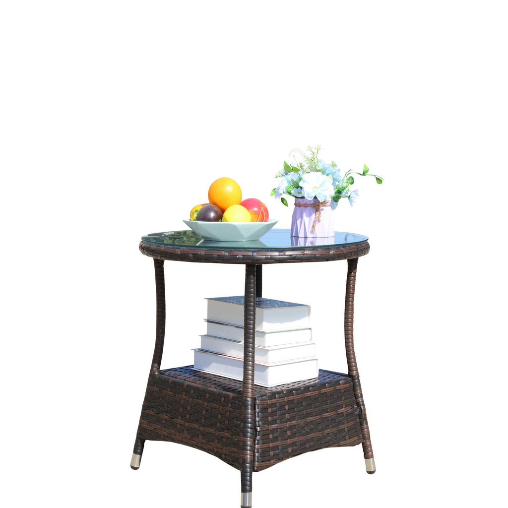 Round Tempered Glass Outdoor Coffee Table