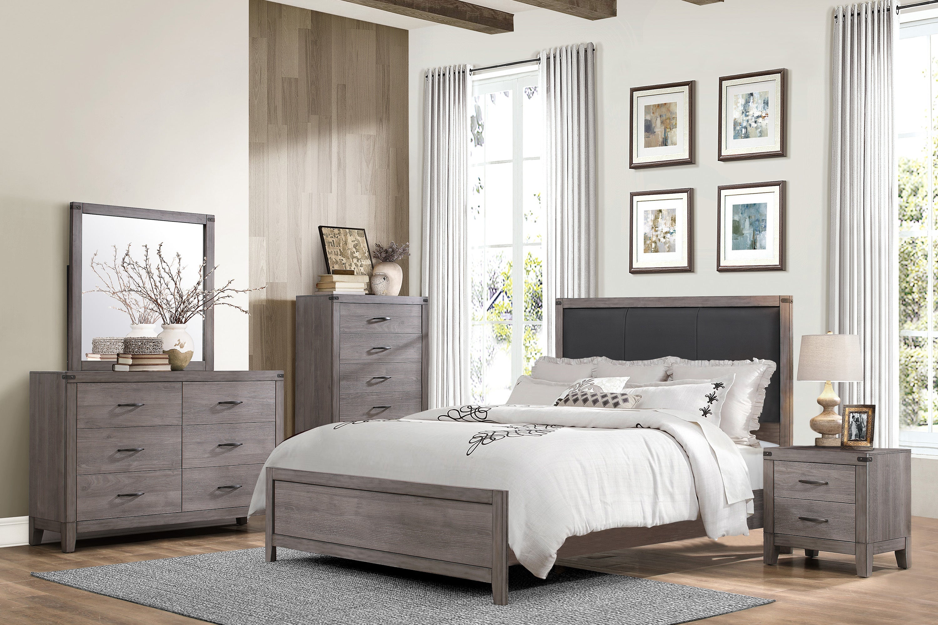 Brownish Gray 5 Drawer Bedroom Chest Melamine Dresser