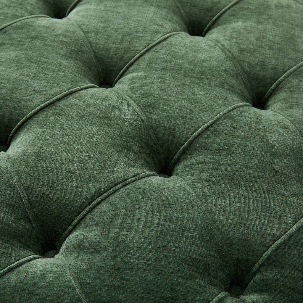 32' Round Tufted Ottoman with Solid Wood Legs, Chenille Fabric Footrest