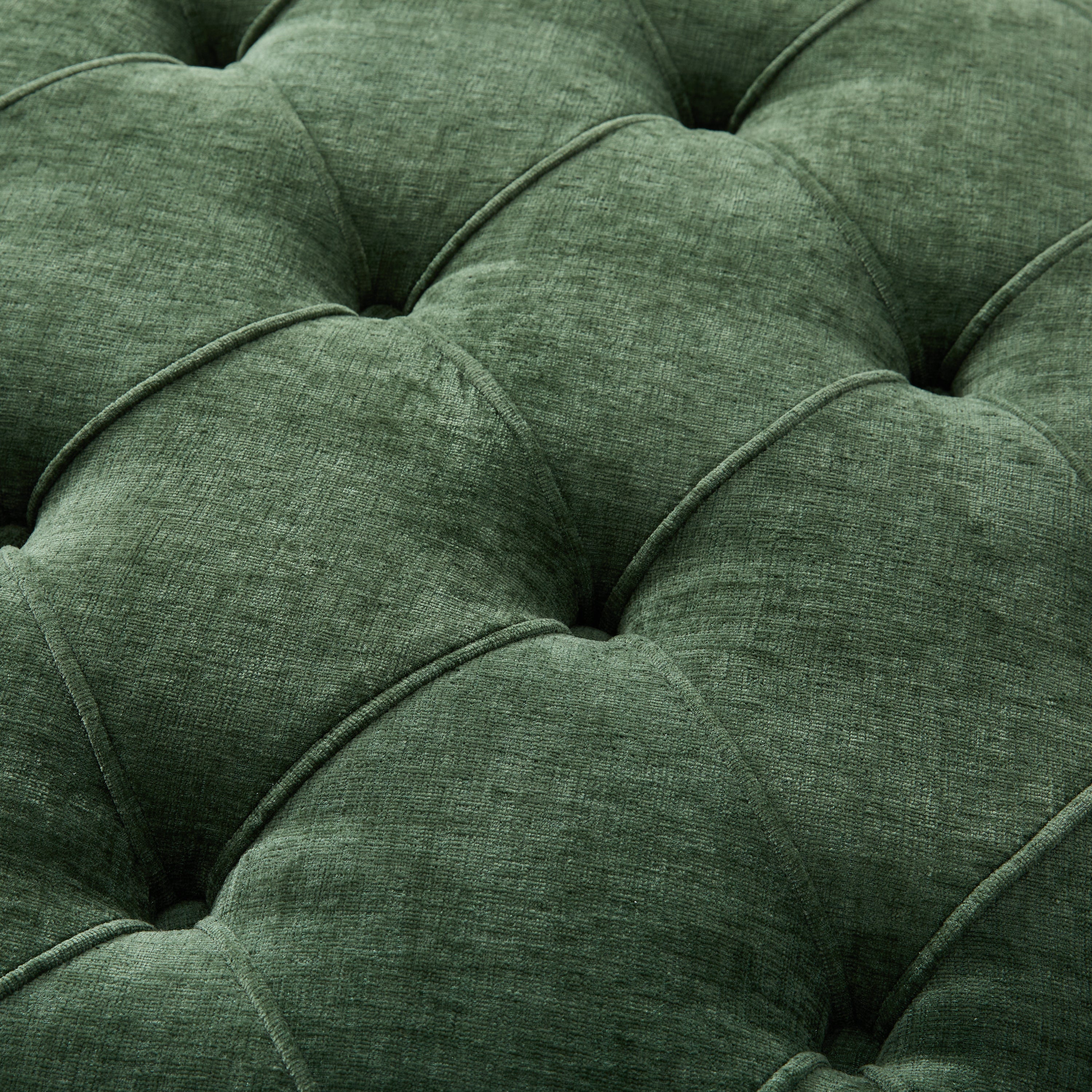 32' Round Tufted Ottoman with Solid Wood Legs, Chenille Fabric Footrest