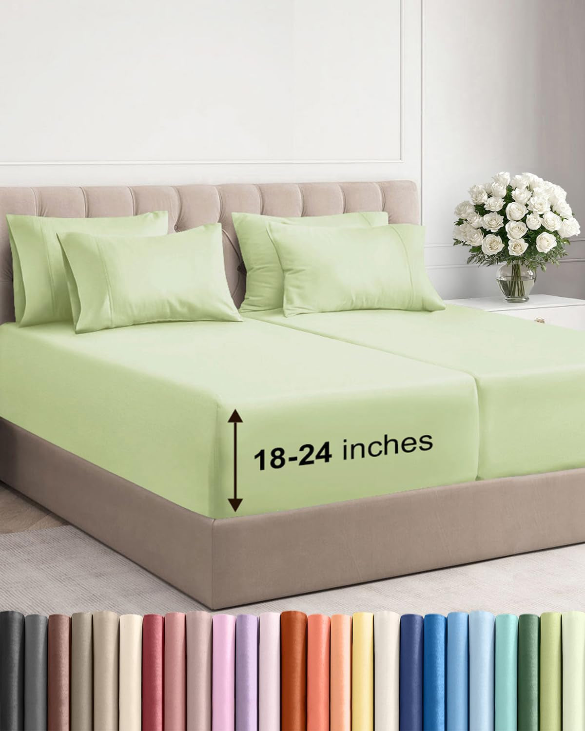 Extra Deep Pocket Sheet Set 4 Piece Breathable Soft Cooling Bedding Wrinkle Free