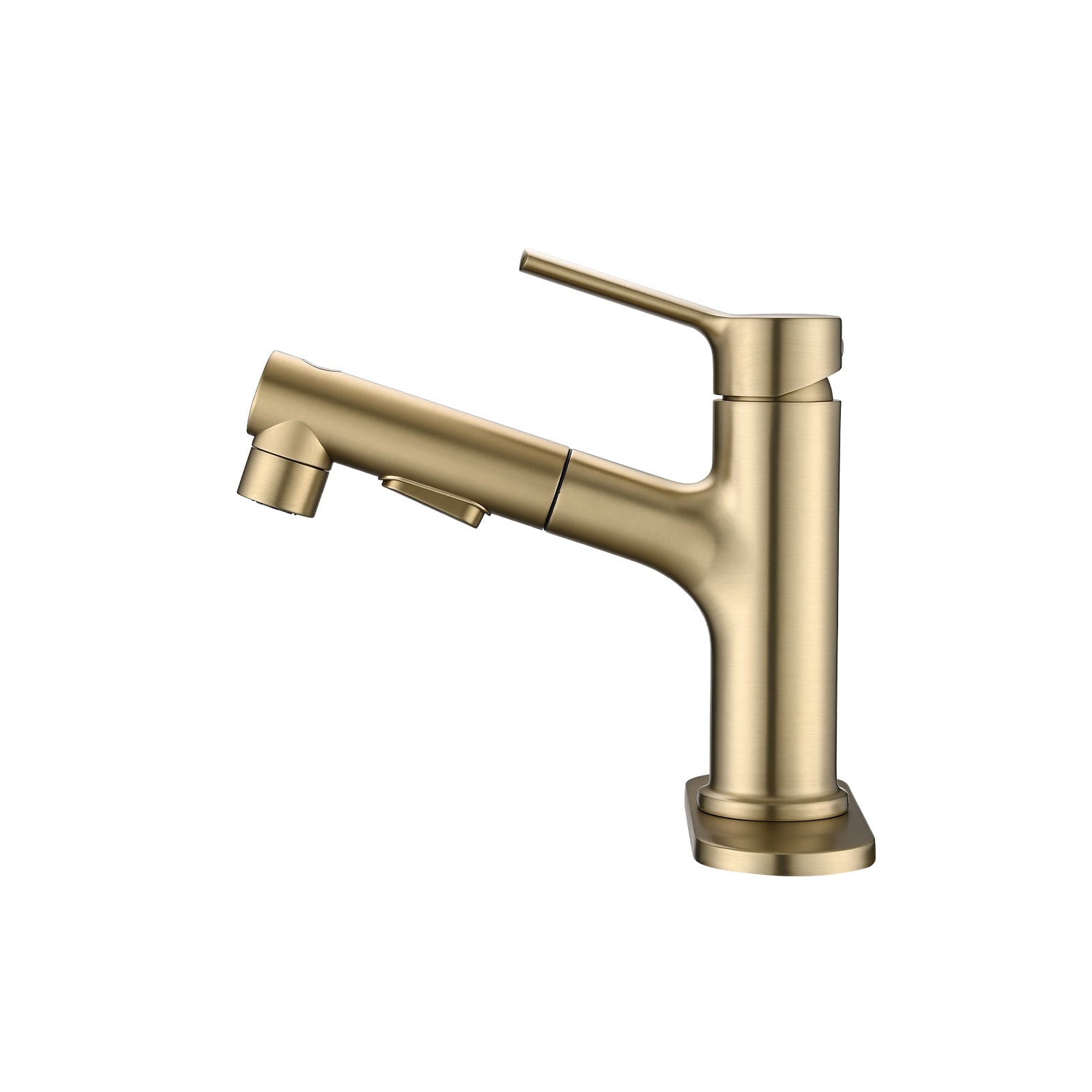 Brushed Gold Single Handle Pull Out Sprayer Bathroom Faucet