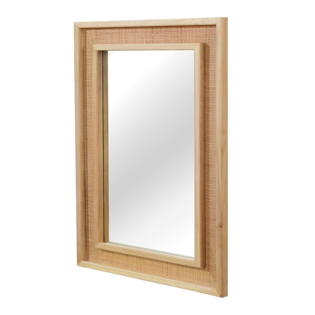 24x36 Rattan Rectangle Wood Frame Mirror