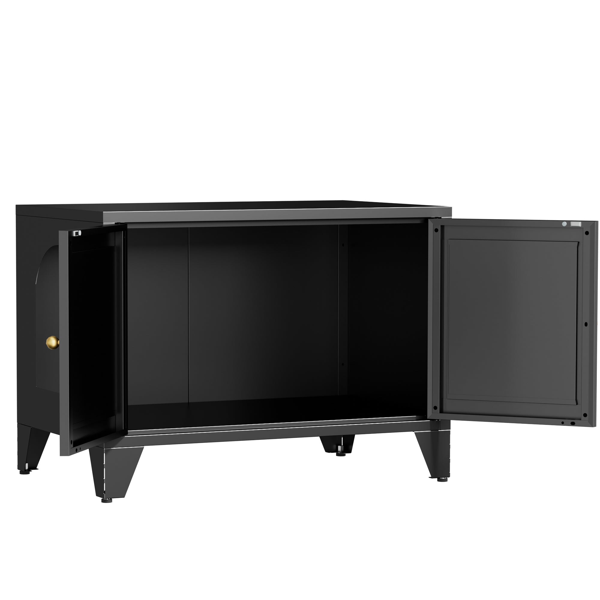 Modern Black Metal Cat Litter Box Enclosure Cabinet Furniture