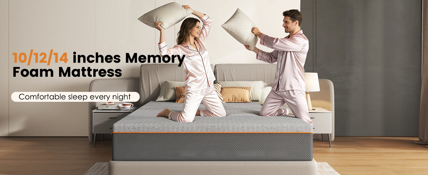King Size 10 Inch Memory Foam Mattress, Cooling Breathable