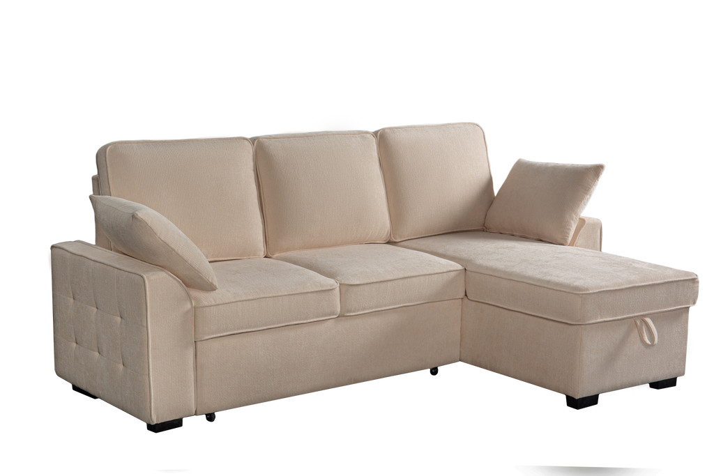 Sectional Sofa with Chaise, Cup Holder Tray & Storage