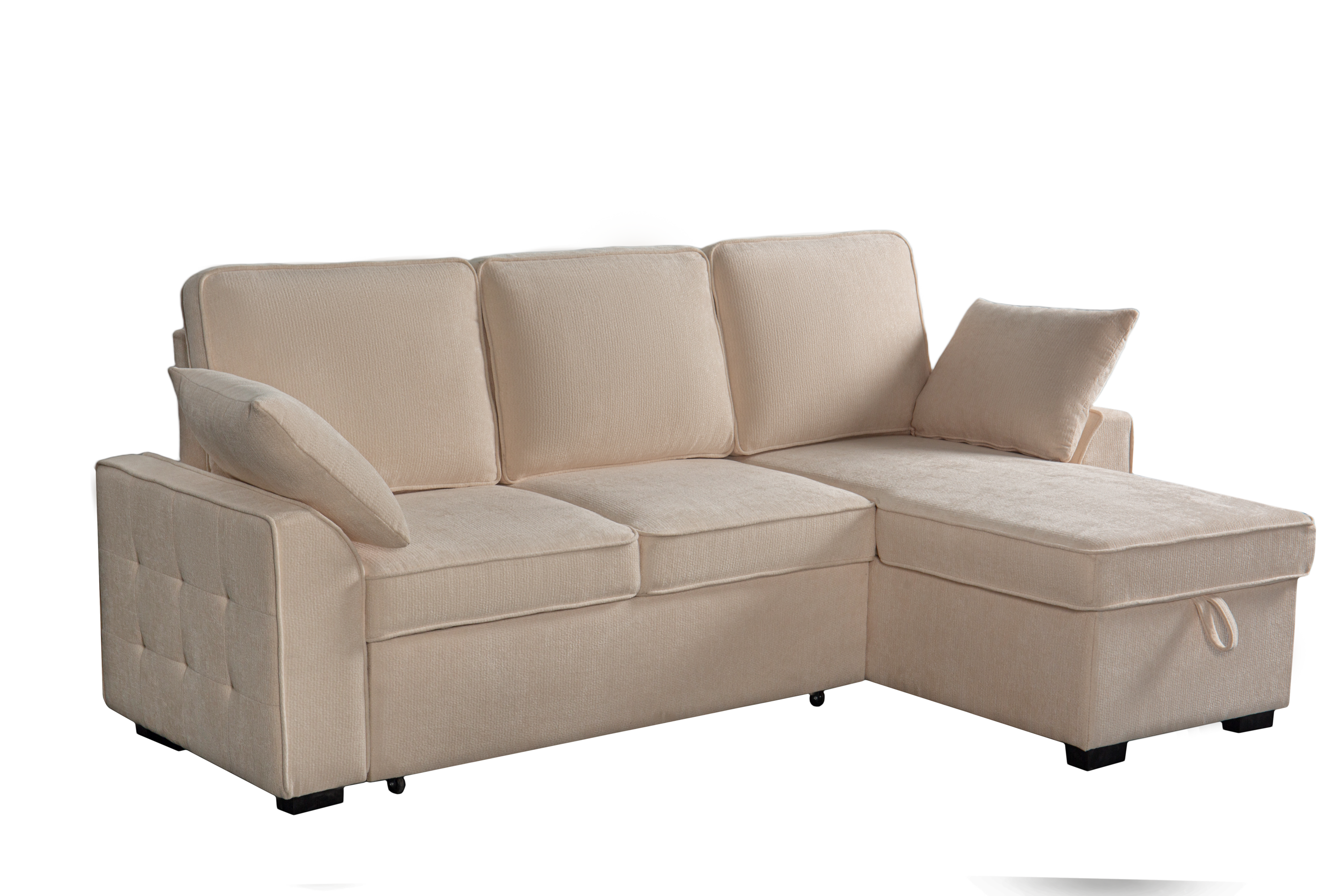 Sectional Sofa with Chaise, Cup Holder Tray & Storage