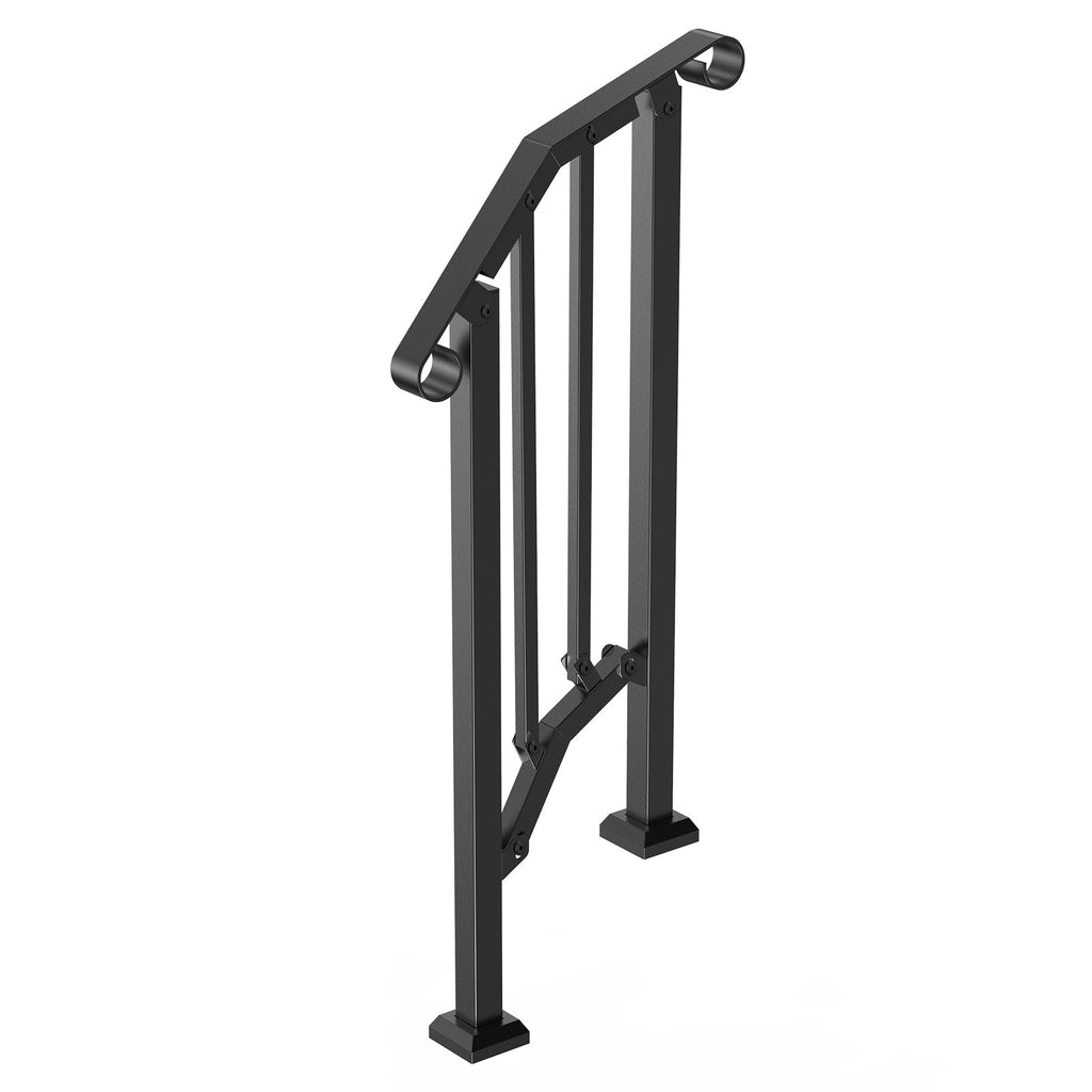 1-2 Step Handrail for Outdoor Porch Deck Seniors Black Arch