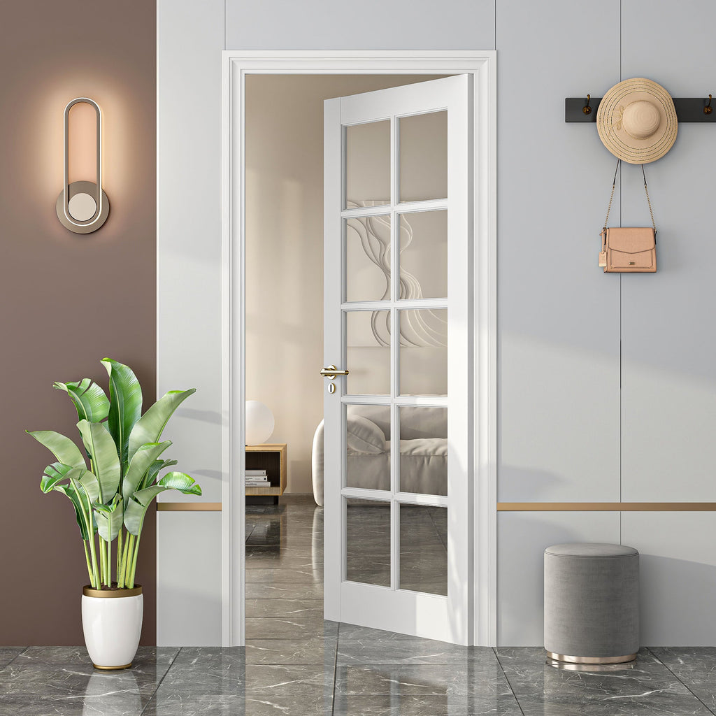 28' X 80'10-Lite Preassembled Clear Glass French Door, for Closet Pantry