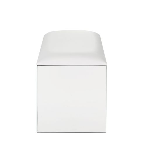 Vanity Stool - Ivory Synthetic Leather with Faux Crystal Inlay