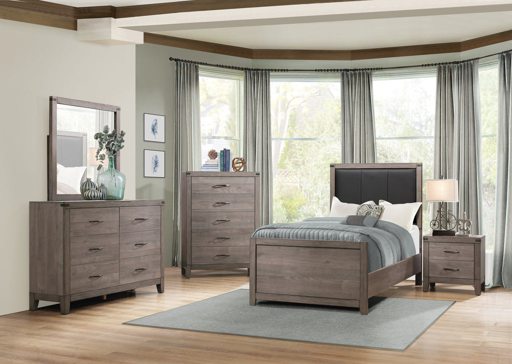 Brownish Gray 5 Drawer Bedroom Chest Melamine Dresser