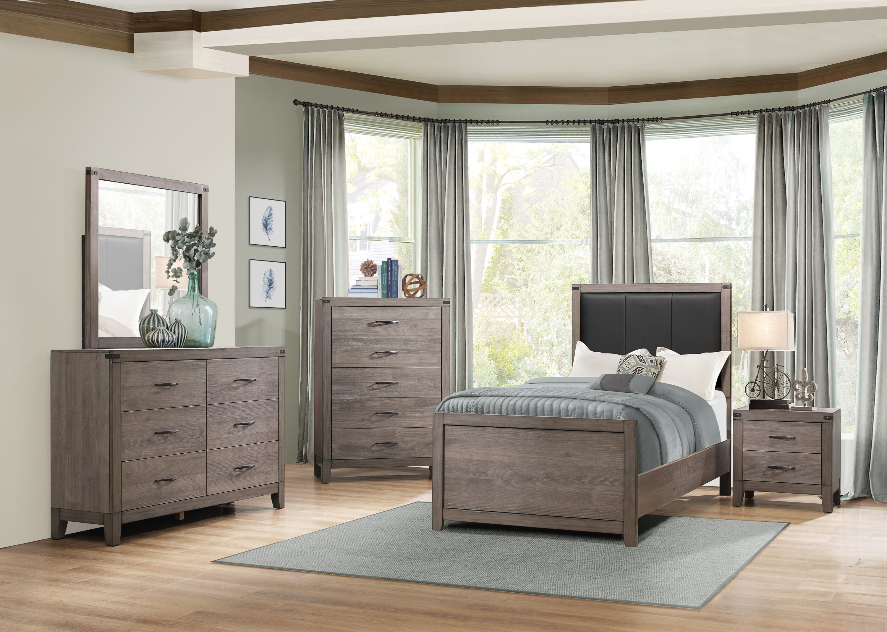 Brownish Gray 5 Drawer Bedroom Chest Melamine Dresser