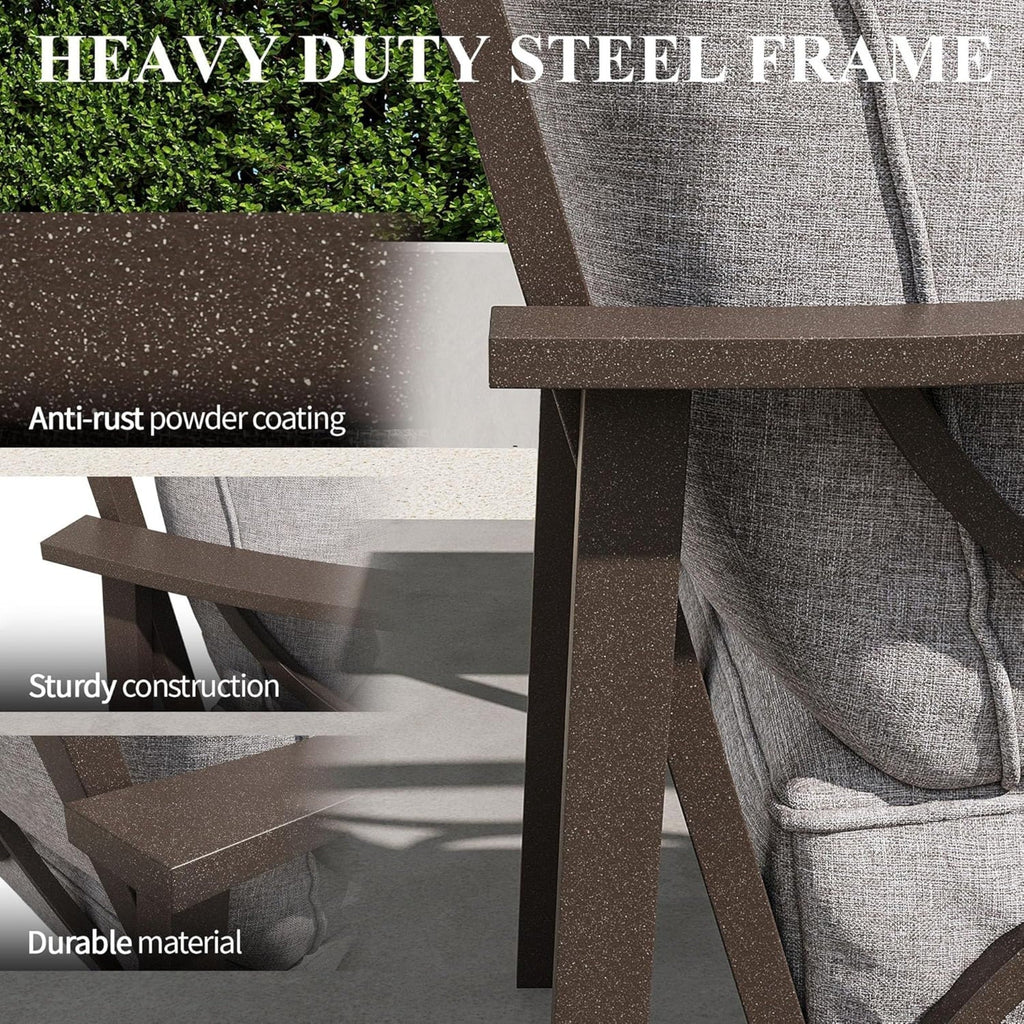 Outdoor Patio Set Steel 7 Piece Seats 9 Khaki Gray