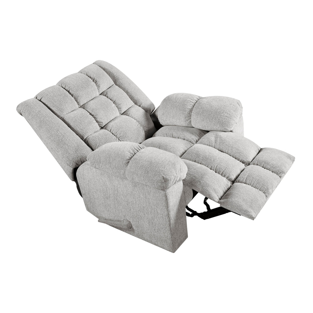 Light Gray Chenille Rocking Recliner Chair