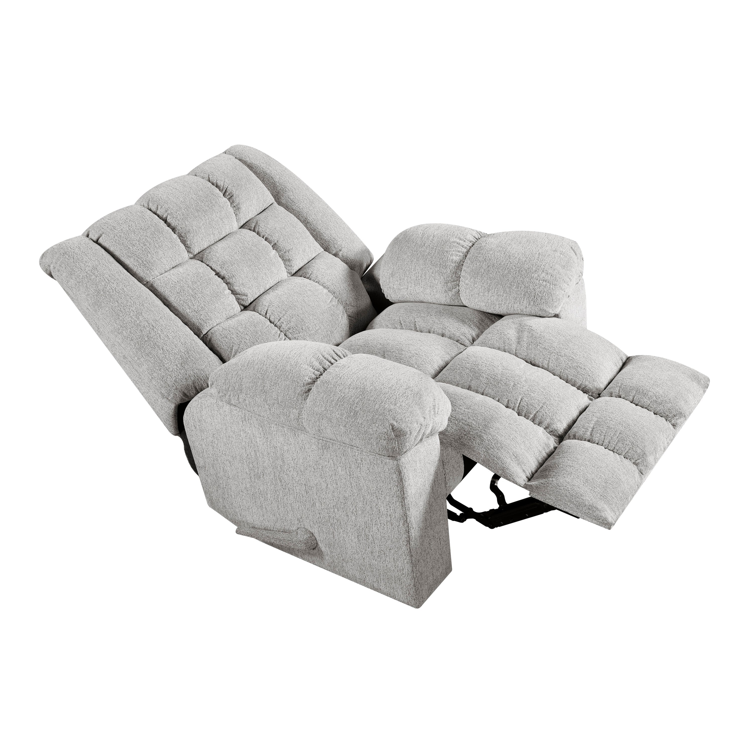 Light Gray Chenille Rocking Recliner Chair