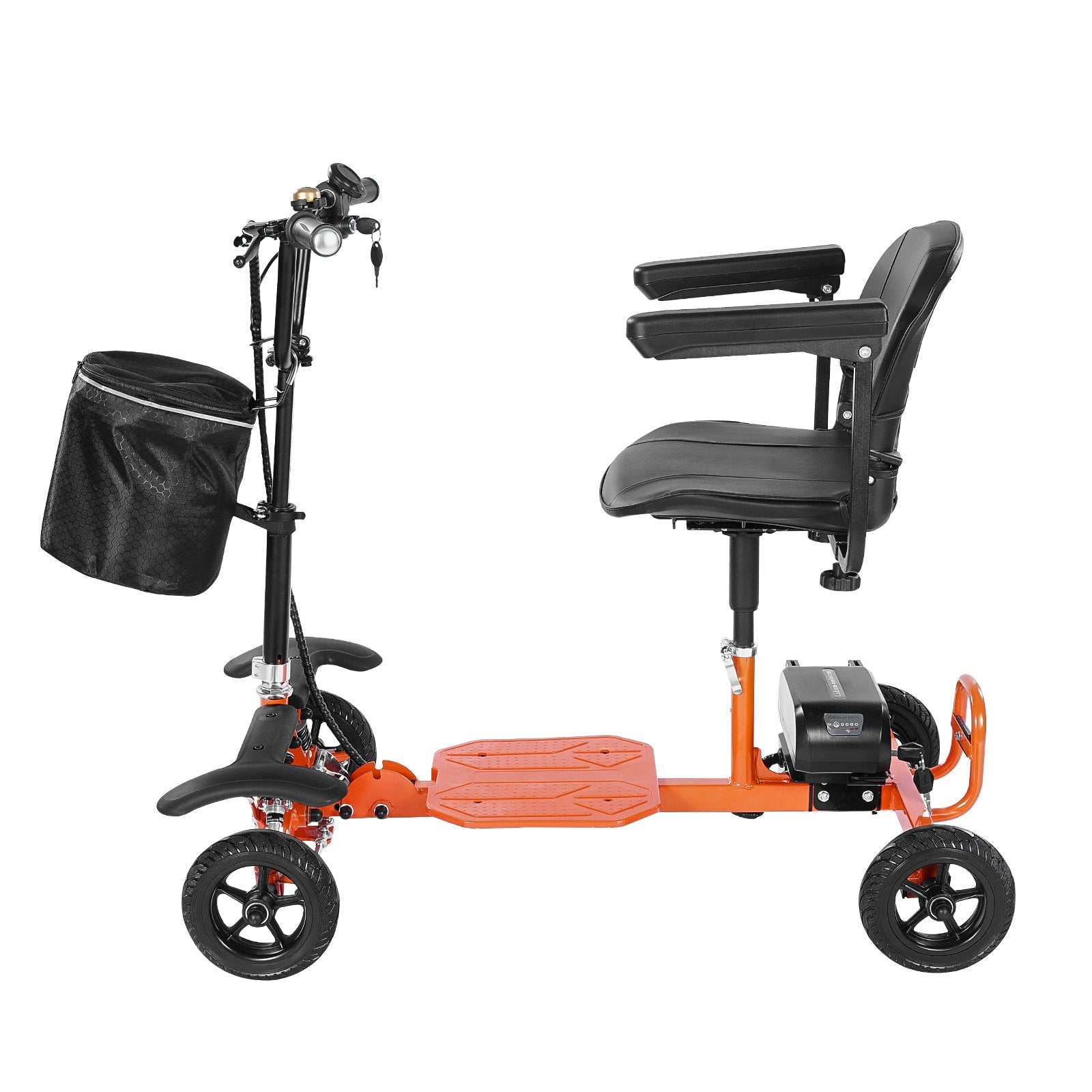Mobility Scooter 4-Wheel Foldable Carbon Steel Orange 265 LB 48V Battery